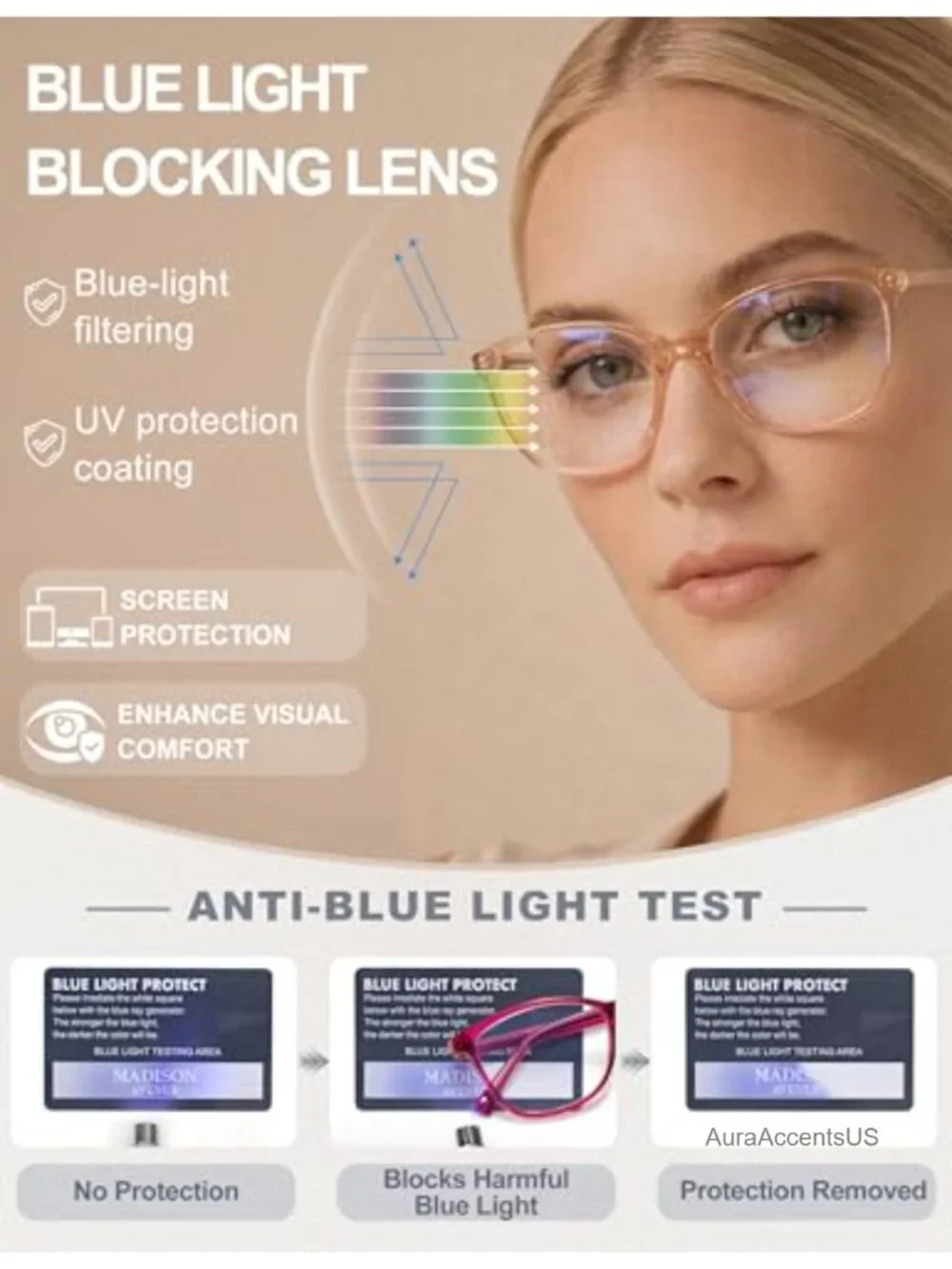 Vintage Square TR90 Blue Light Blocking Reading Glasses for Women